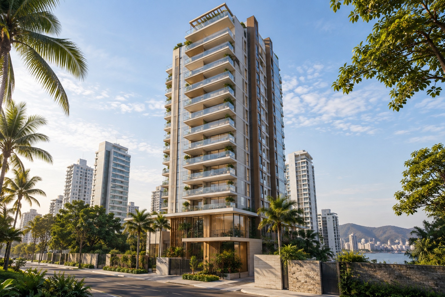 Perspectiva ilustrativa de um edifício residencial